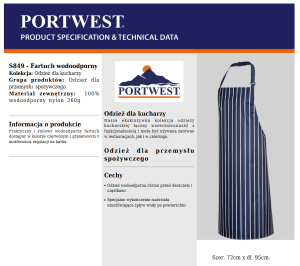 Fartuch przedni wodoodporny s849 portwest