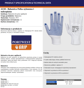 Rękawice nylonowe nakrapiane a110 polka portwest