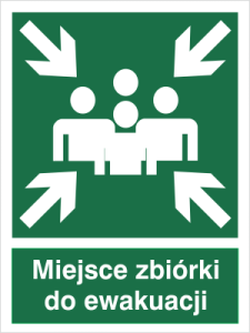 Znak MIEJSCE ZBIÓRKI DO EWAKUACJI